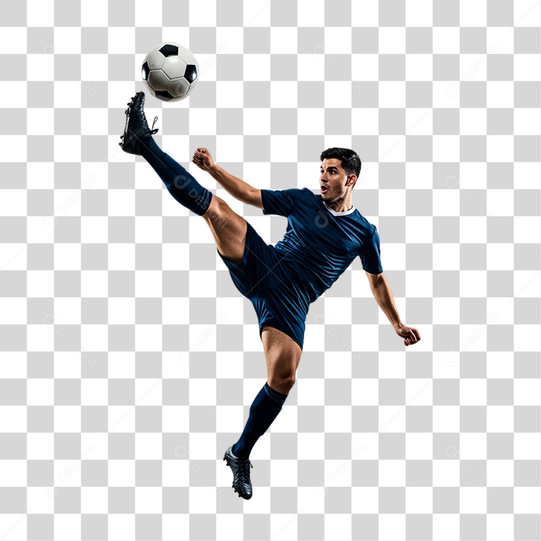 Jogador Chutando Bola PNG Transparente