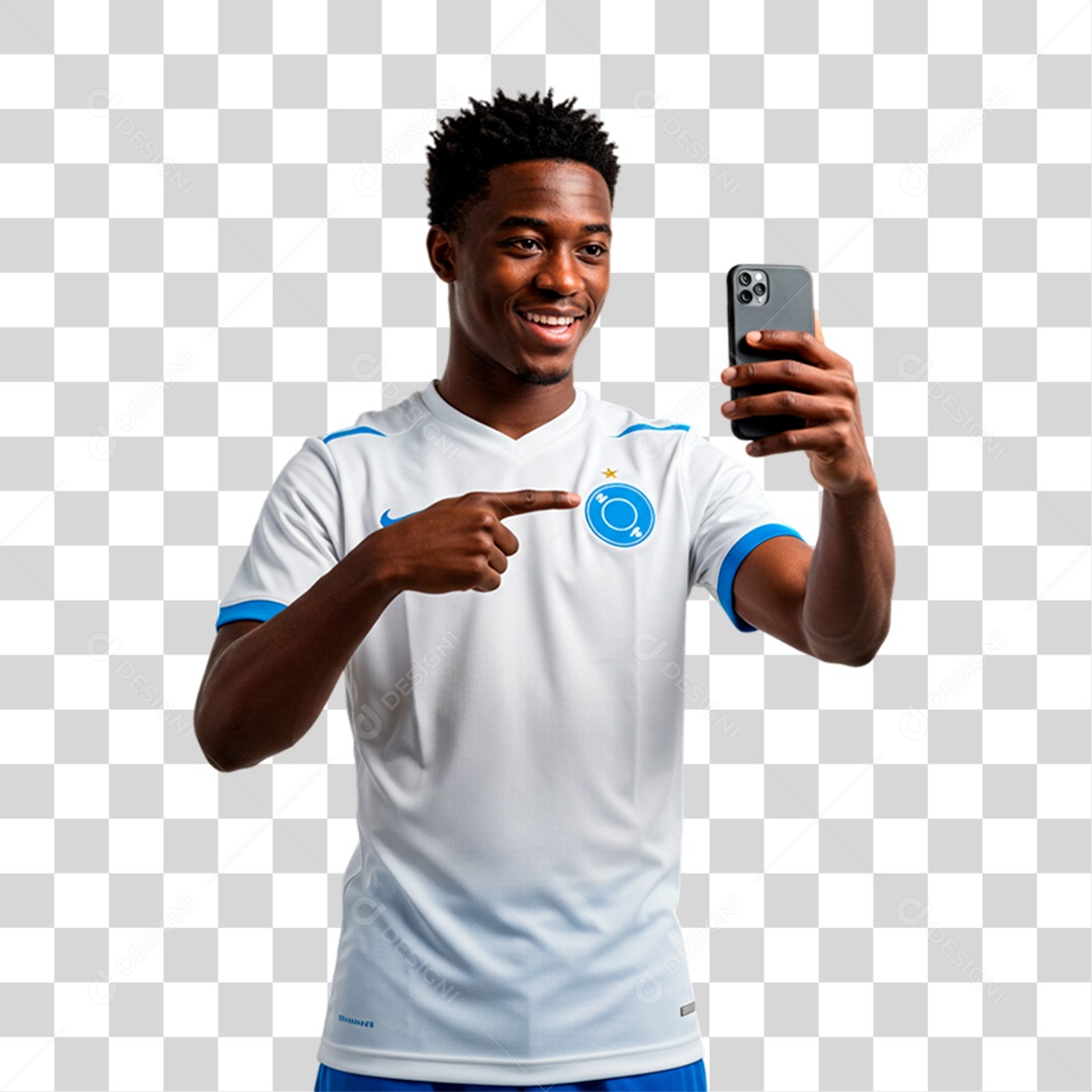 Jogador Segurando Celular PNG Transparente