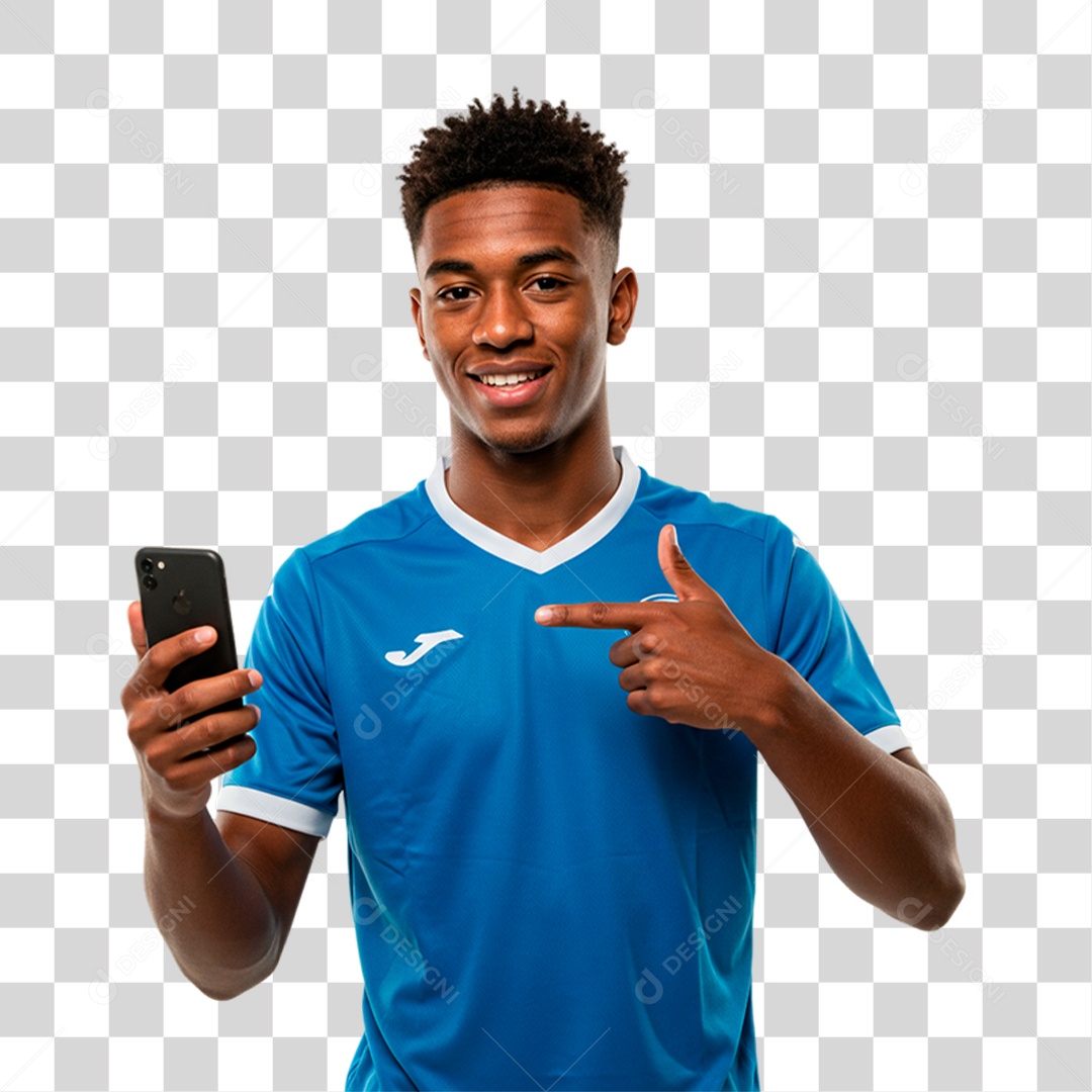 Jogador Segurando Celular PNG Transparente