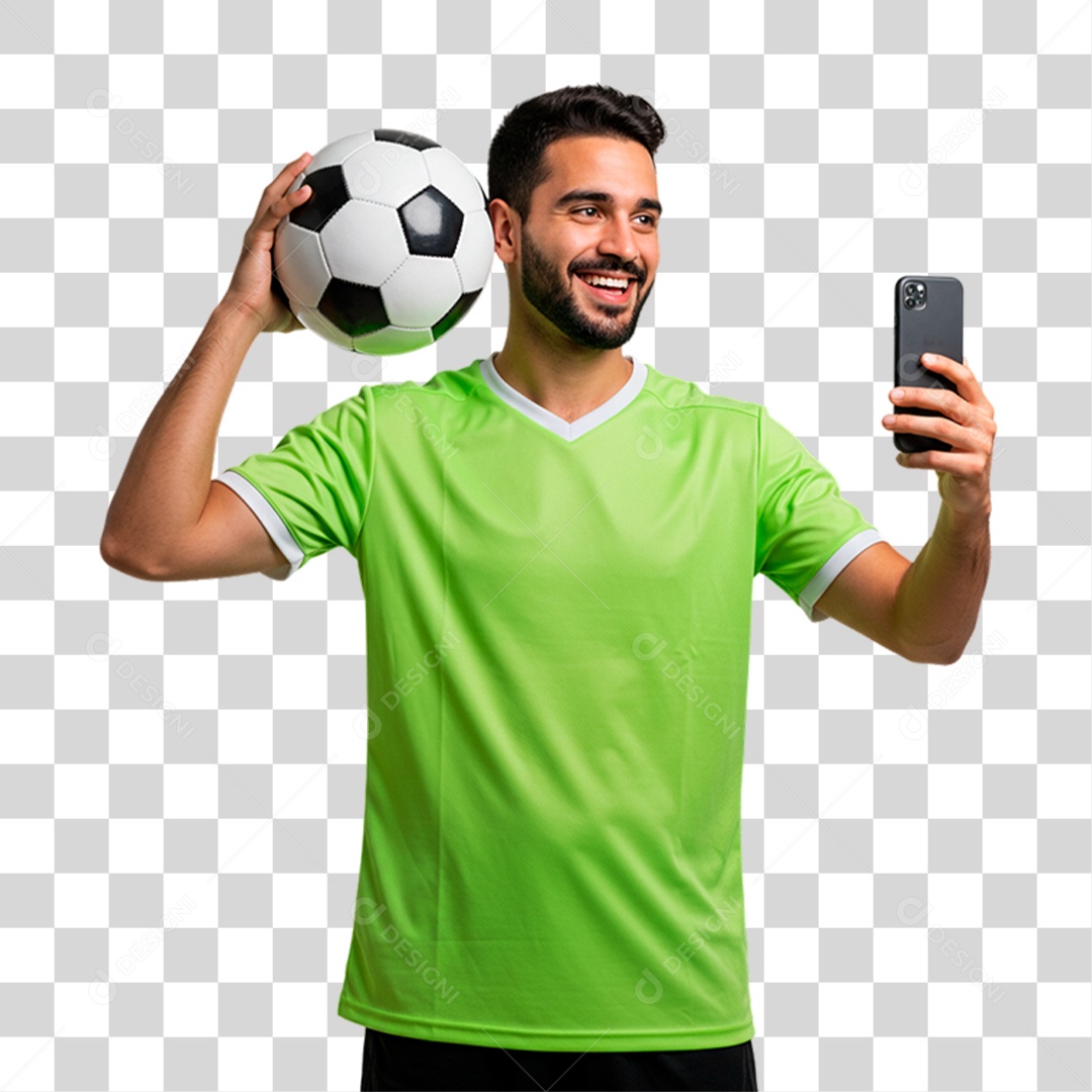 Jogador Segurando Celular PNG Transparente