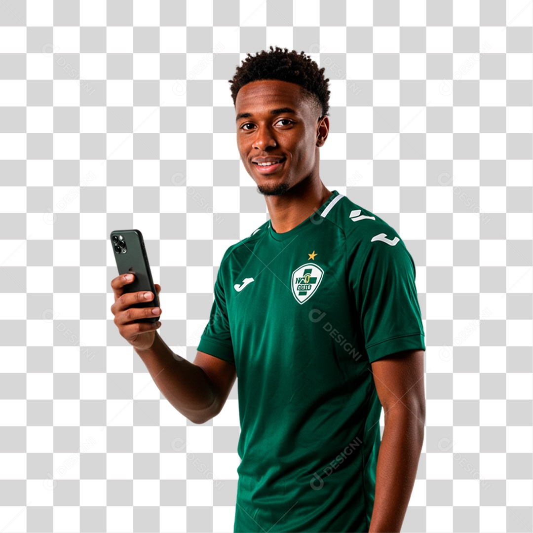 Jogador Segurando Celular PNG Transparente