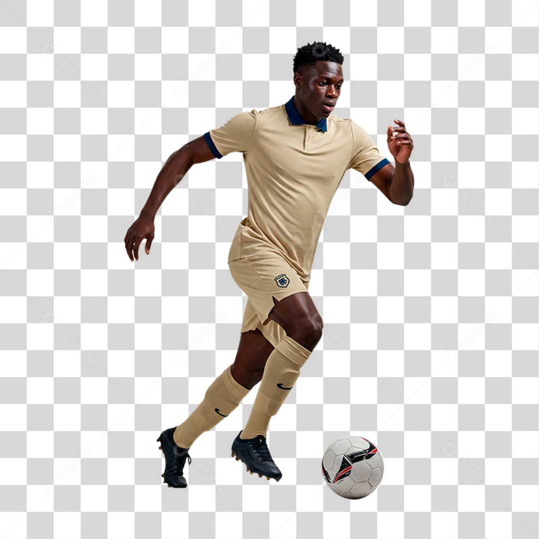 Jogador Chutando Bola PNG Transparente