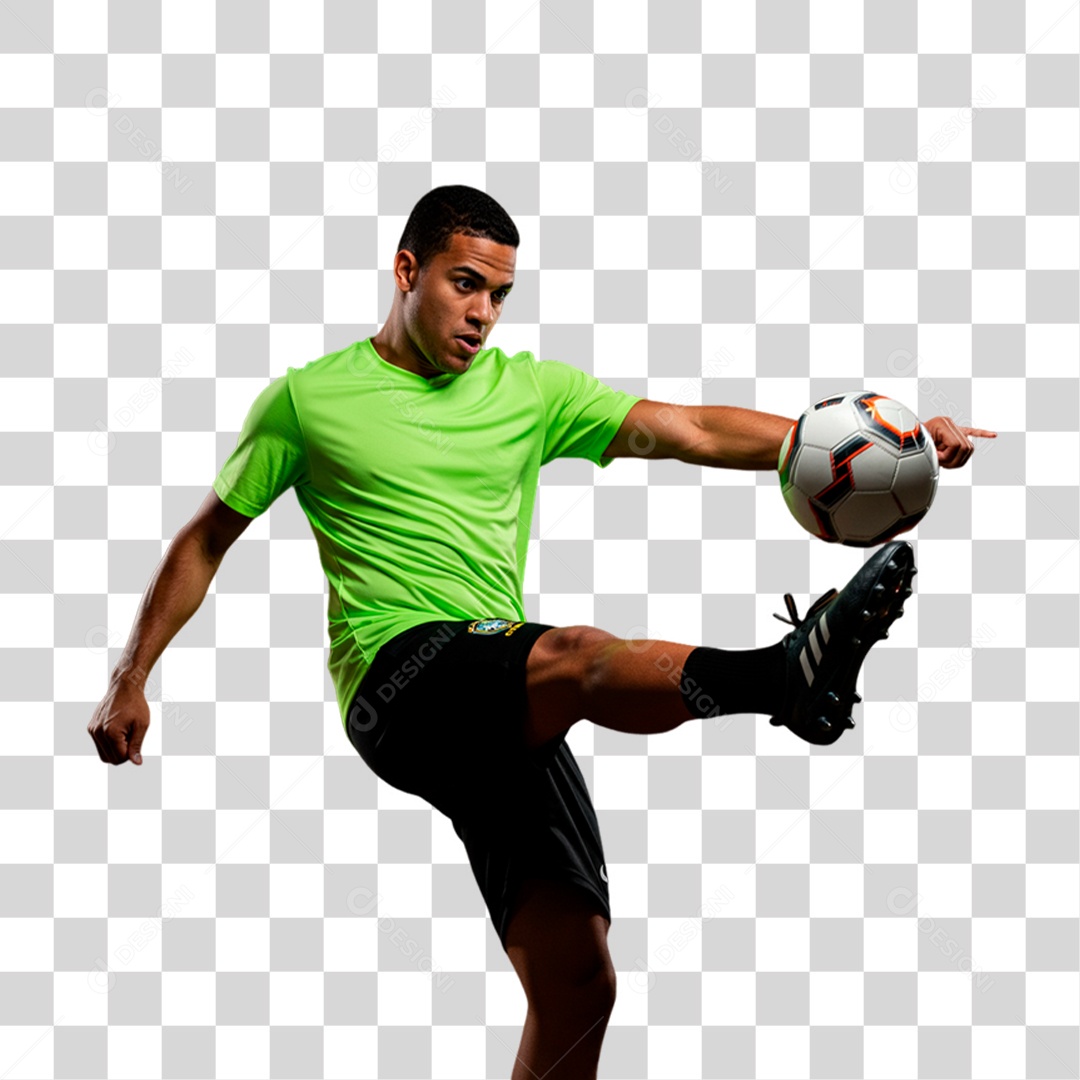 Jogador Chutando Bola PNG Transparente