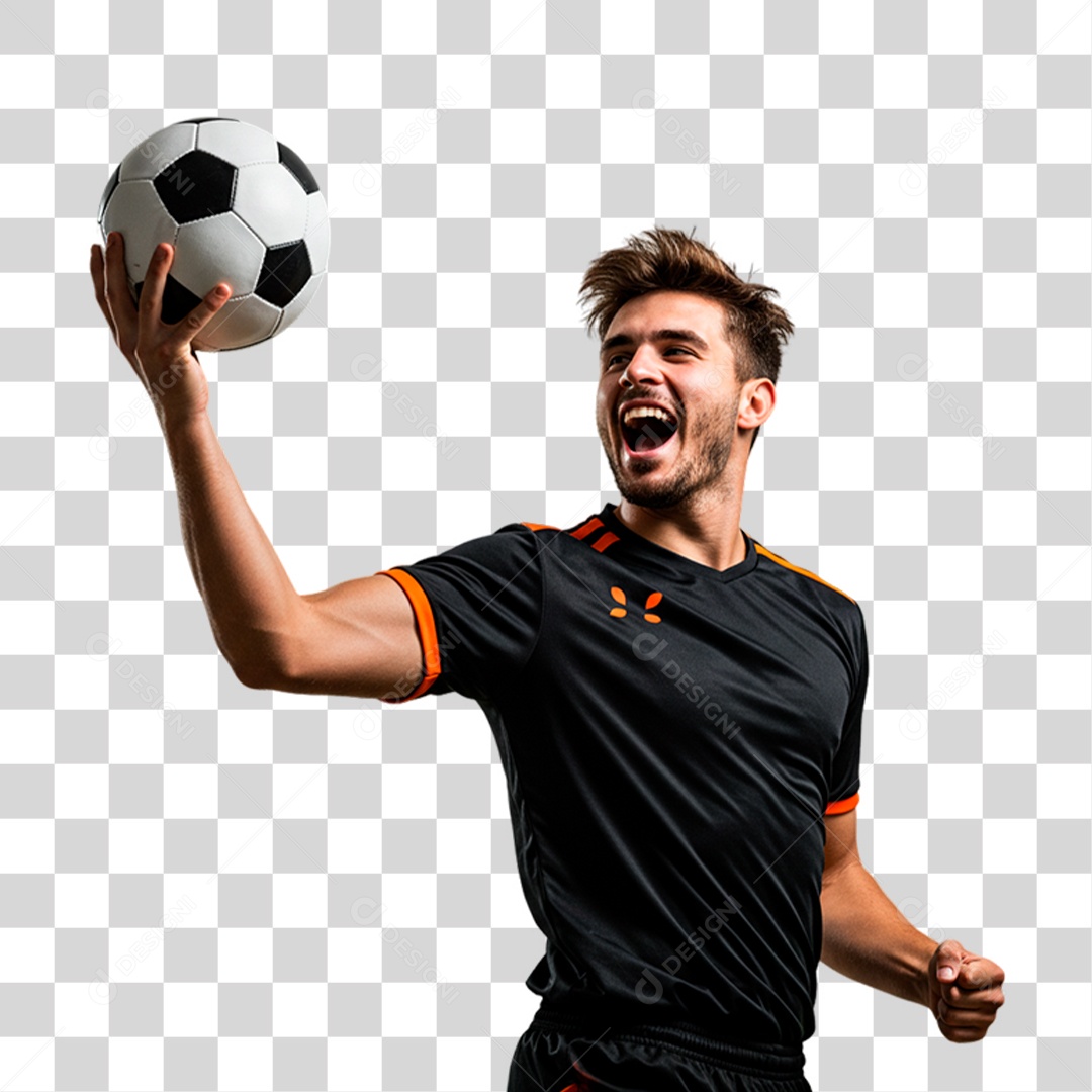Jogador Comemorando Gol PNG Transparente