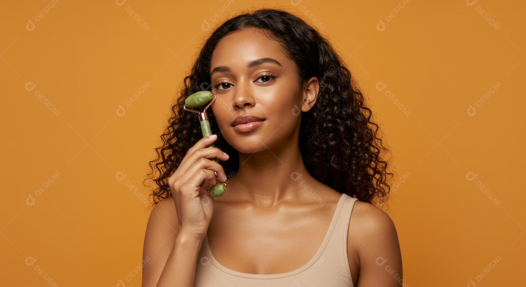 Linda mulher negra em um dia de beleza