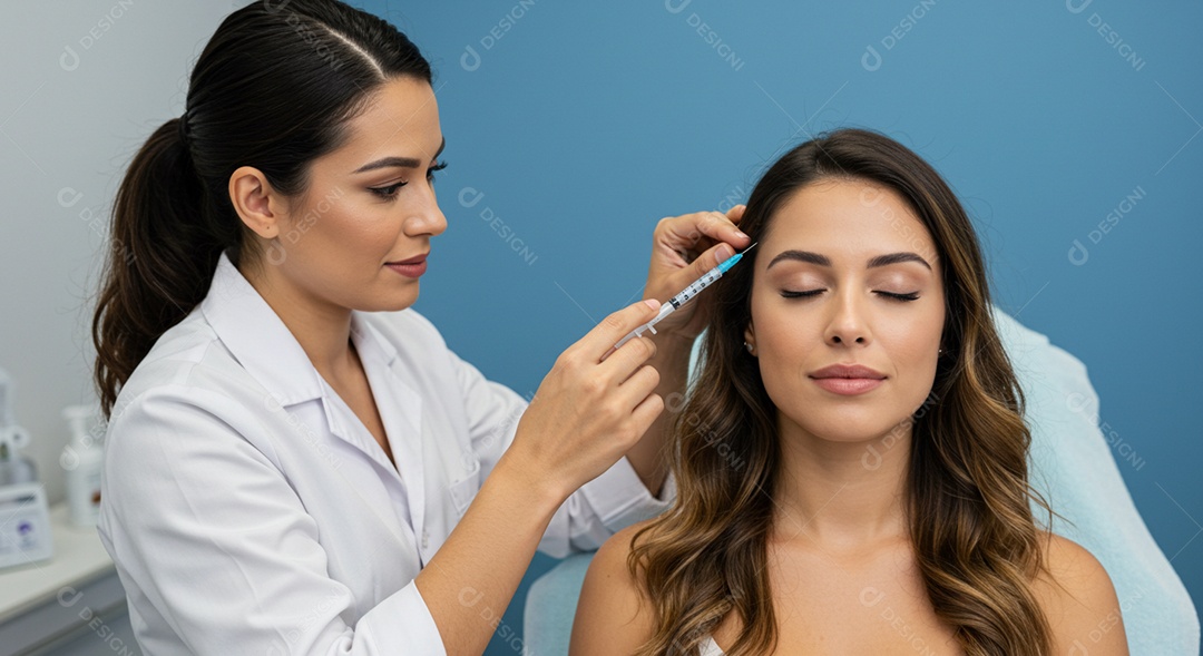 Linda mulher em um dia de beleza sob uma clínica