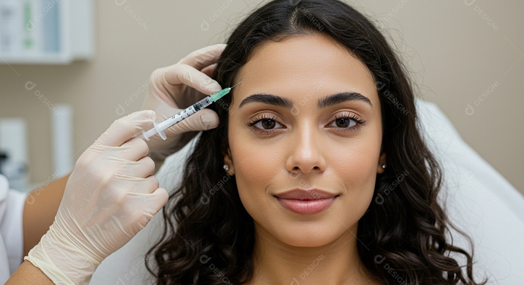 Linda mulher em um dia de beleza sob uma clínica