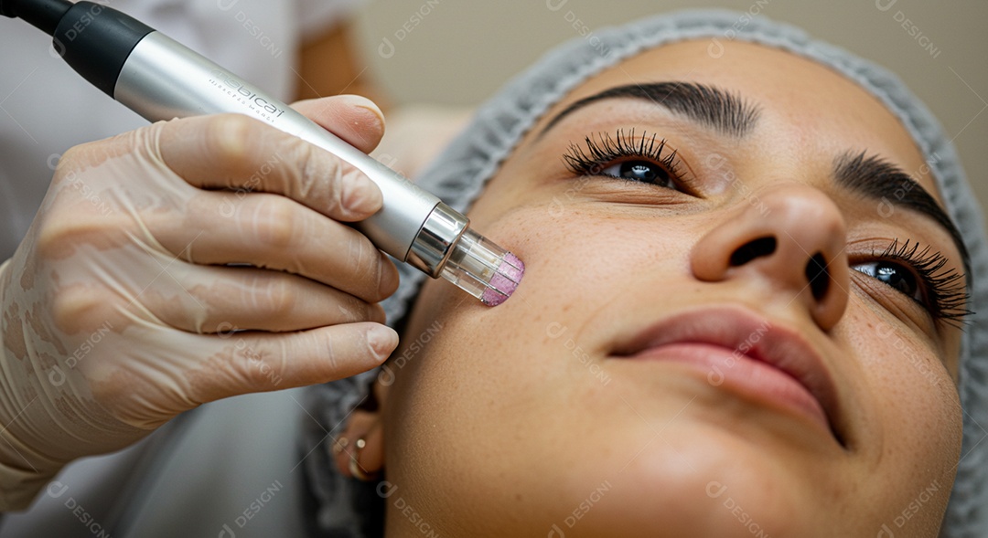 Linda mulher em um dia de beleza sob uma clínica