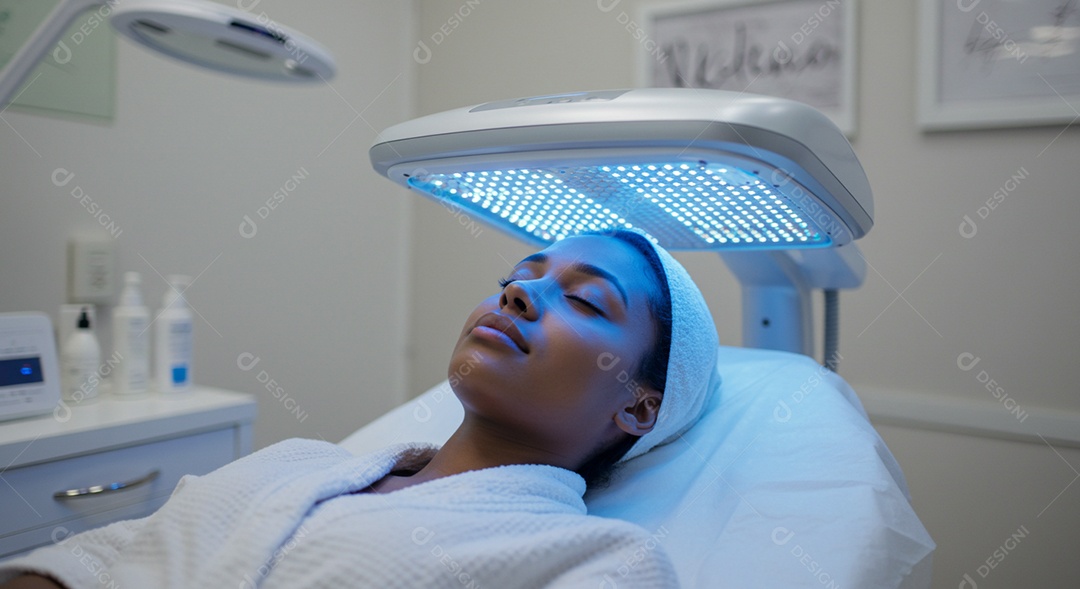 Linda mulher em um dia de beleza sob uma clínica