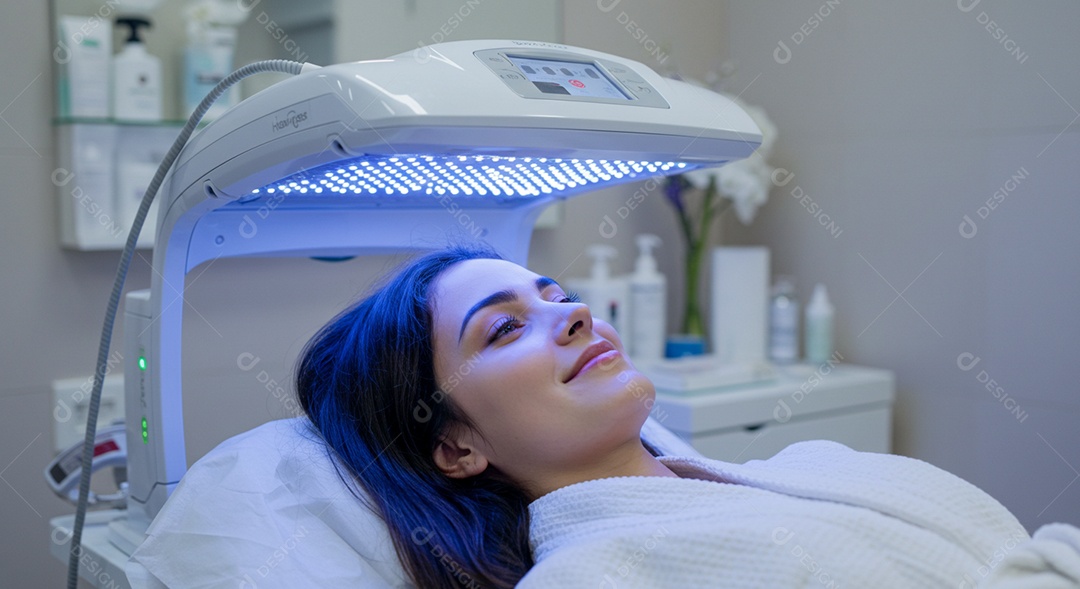 Linda mulher em um dia de beleza sob uma clínica