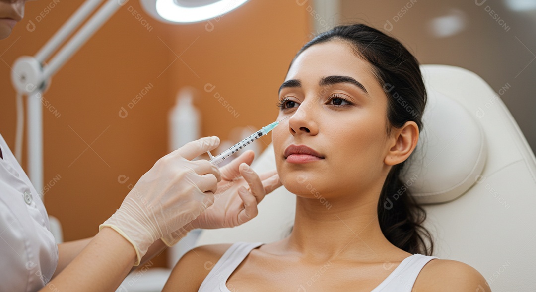 Linda mulher em um dia de beleza sob uma clínica