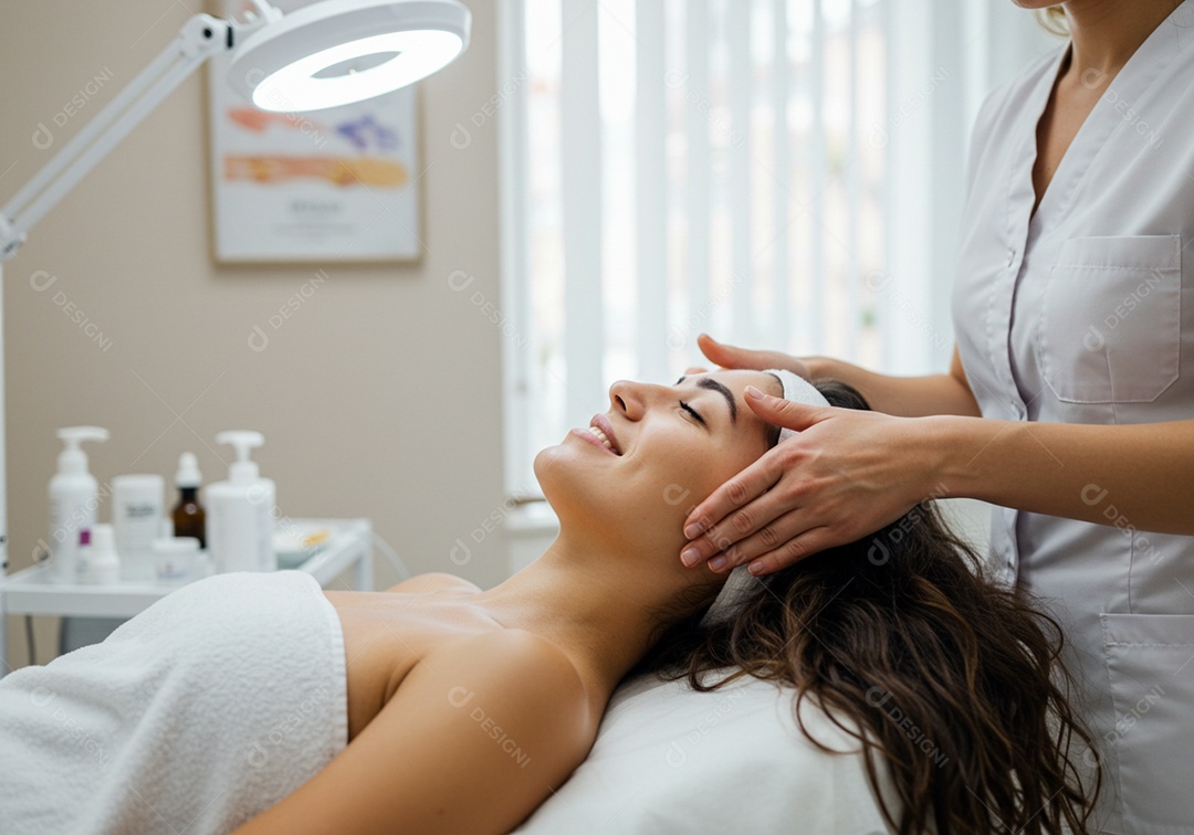 Linda mulher em um dia de beleza