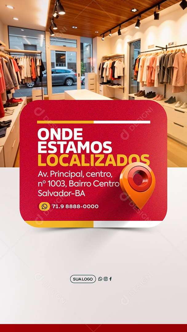 Story Nossa Localização Loja de Roupas Social Media PSD Editável