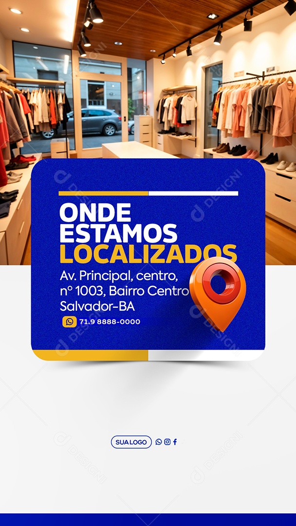 Story Nossa Localização Loja de Roupas Social Media PSD Editável