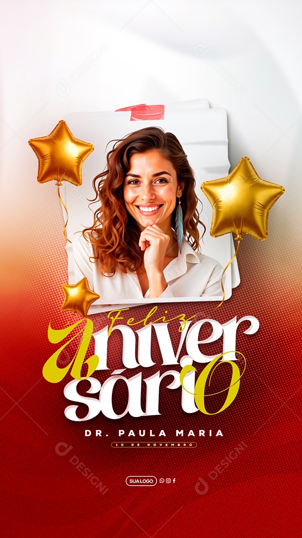 Story Feliz Aniversário Parabéns Paula Vieira Social Media PSD Editável