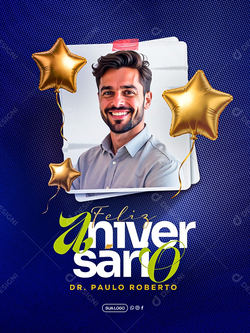 Feliz Aniversário Parabéns Paulo Roberto Social Media PSD Editável