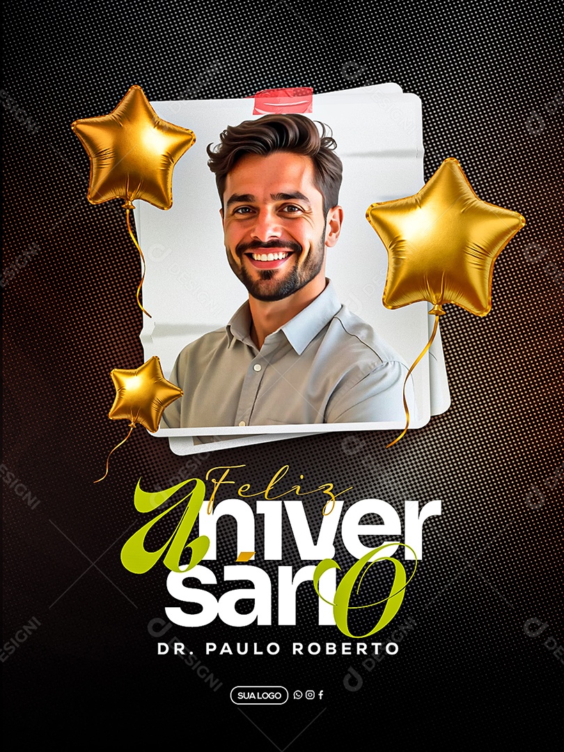 Feliz Aniversário Parabéns Paulo Roberto Social Media PSD Editável