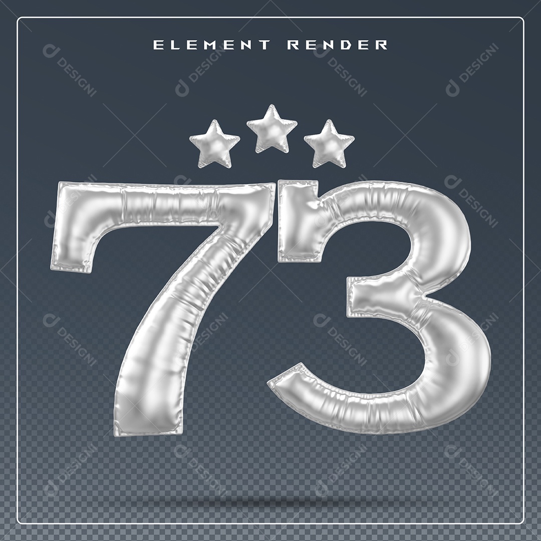 Elemento 3D Número 6 Cinza para Composição PSD