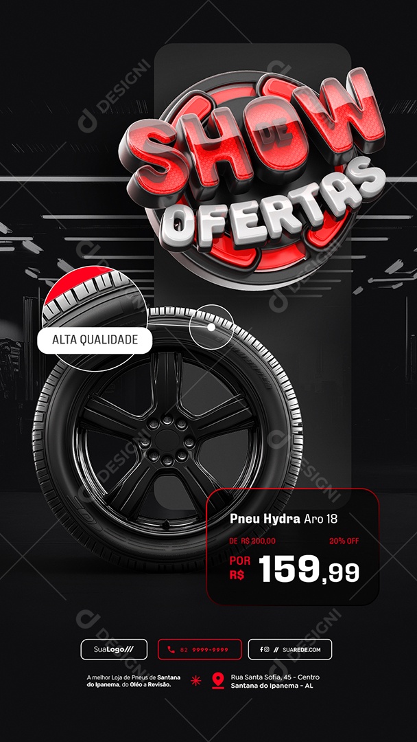 Story Loja de Pneus Show De Ofertas Alta Qualidade Social Media PSD Editável