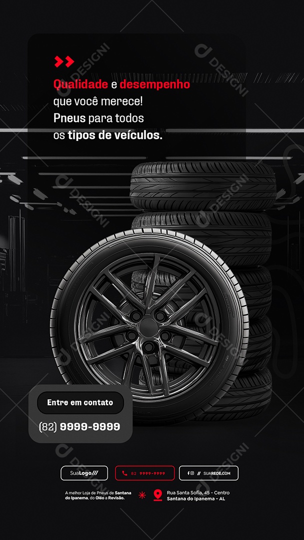 Story Loja de Pneus Qualidade e Desempenho Social Media PSD Editável