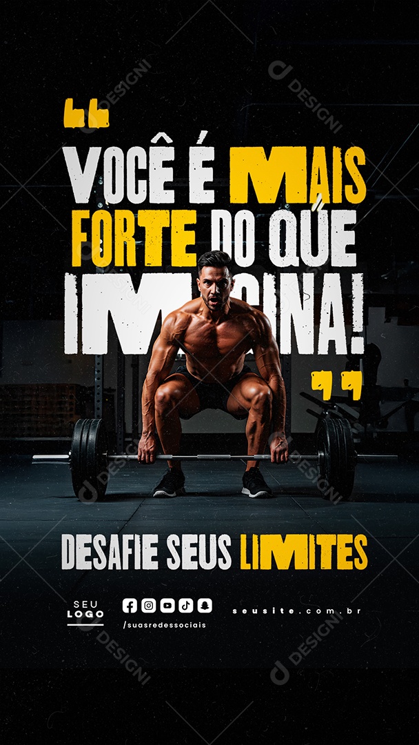 Story Frase Motivacional Você é Mais Forte Social Media PSD Editável