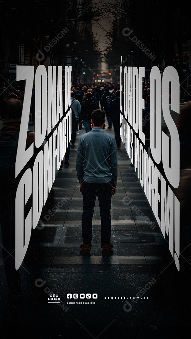 Story Frase Motivacional Zona de Conforto Social Media PSD Editável