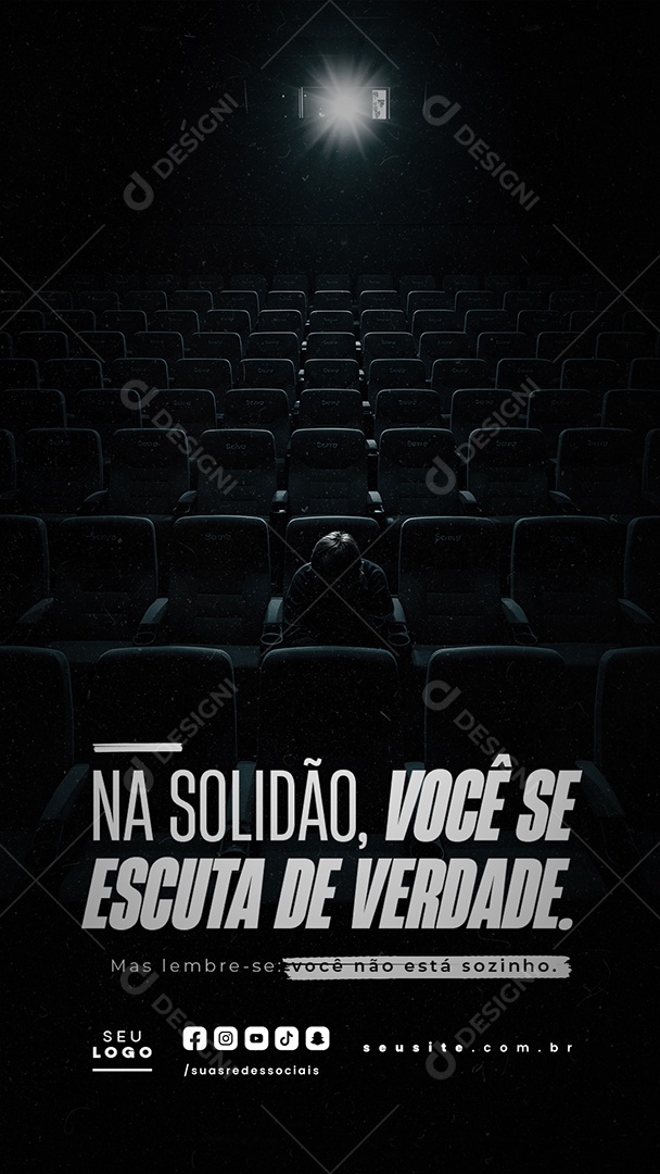 Story Frase Motivacional Na Solidão Você Se Escita de Verdade Social Media PSD Editável