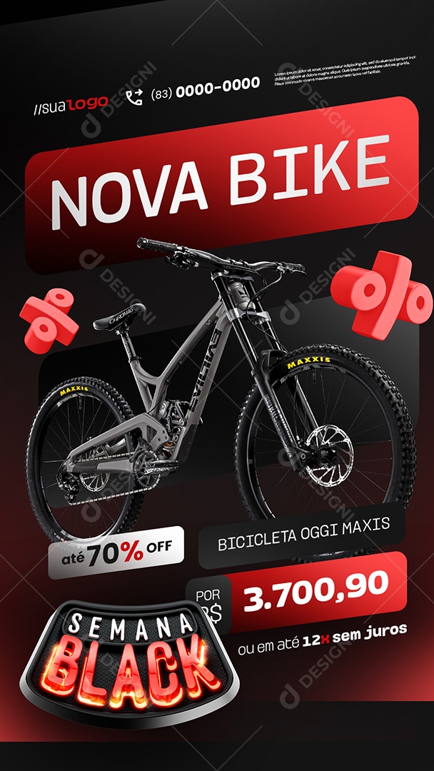 Story Bicicletaria Semana Black Bicicleta Oggi Maxis Social Media PSD Editável