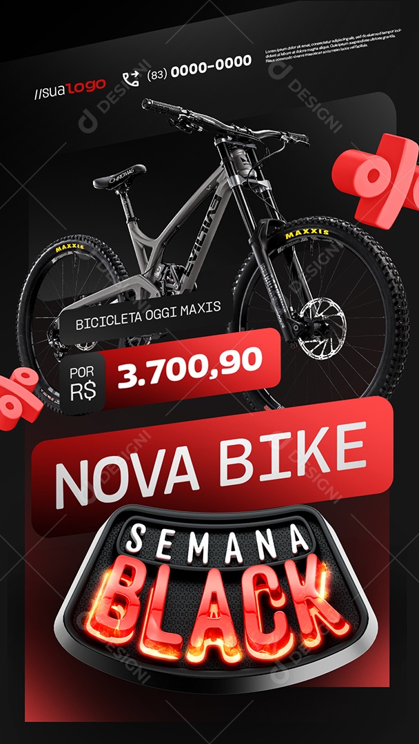 Story Loja de Bicicletas Bicicletaria Semana Black Nova Bike Social Media PSD Editável