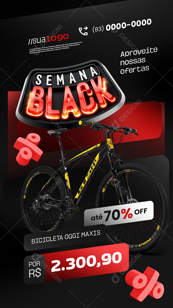 Story Loja de Bicicletas Bicicletaria Semana Black Social Media PSD Editável