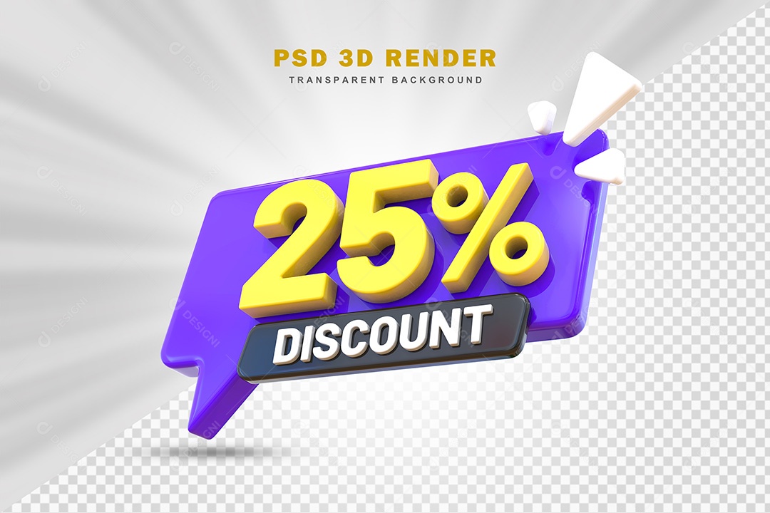 Elemento 3D 25% de Desconto Roxo Para Composição PSD