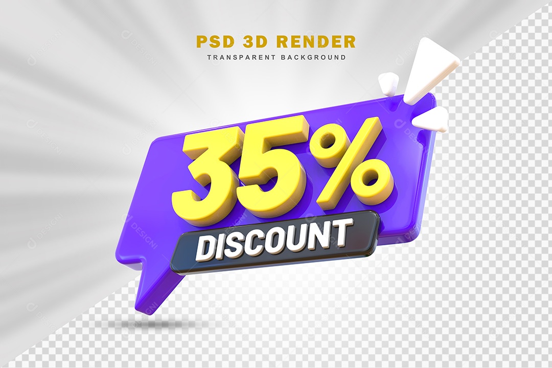 Elemento 3D 35% de Desconto Roxo Para Composição PSD