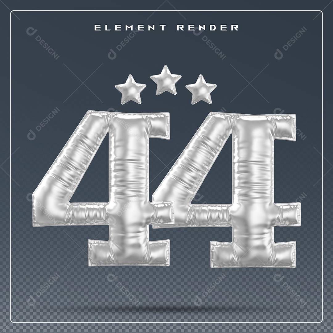 Elemento 3D Número 27 Cinza para Composição PSD