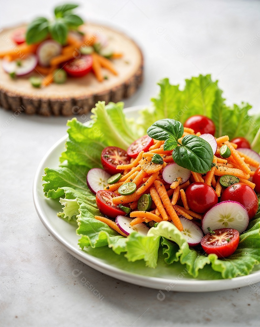 Retrato mostra uma salada fresca e vibrante