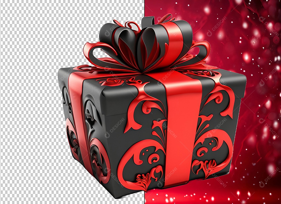 Elemento 3D Caixa de Presente Para Composição PSD