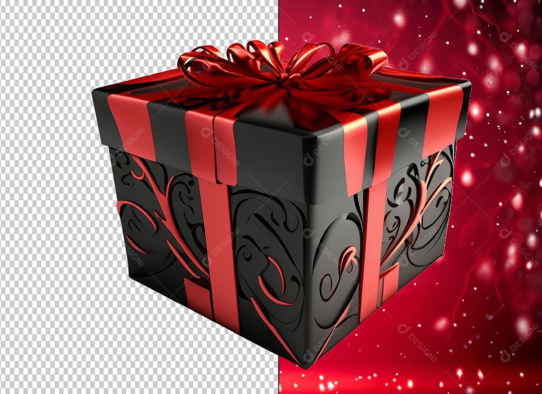 Elemento 3D Caixa de Presente Para Composição PSD