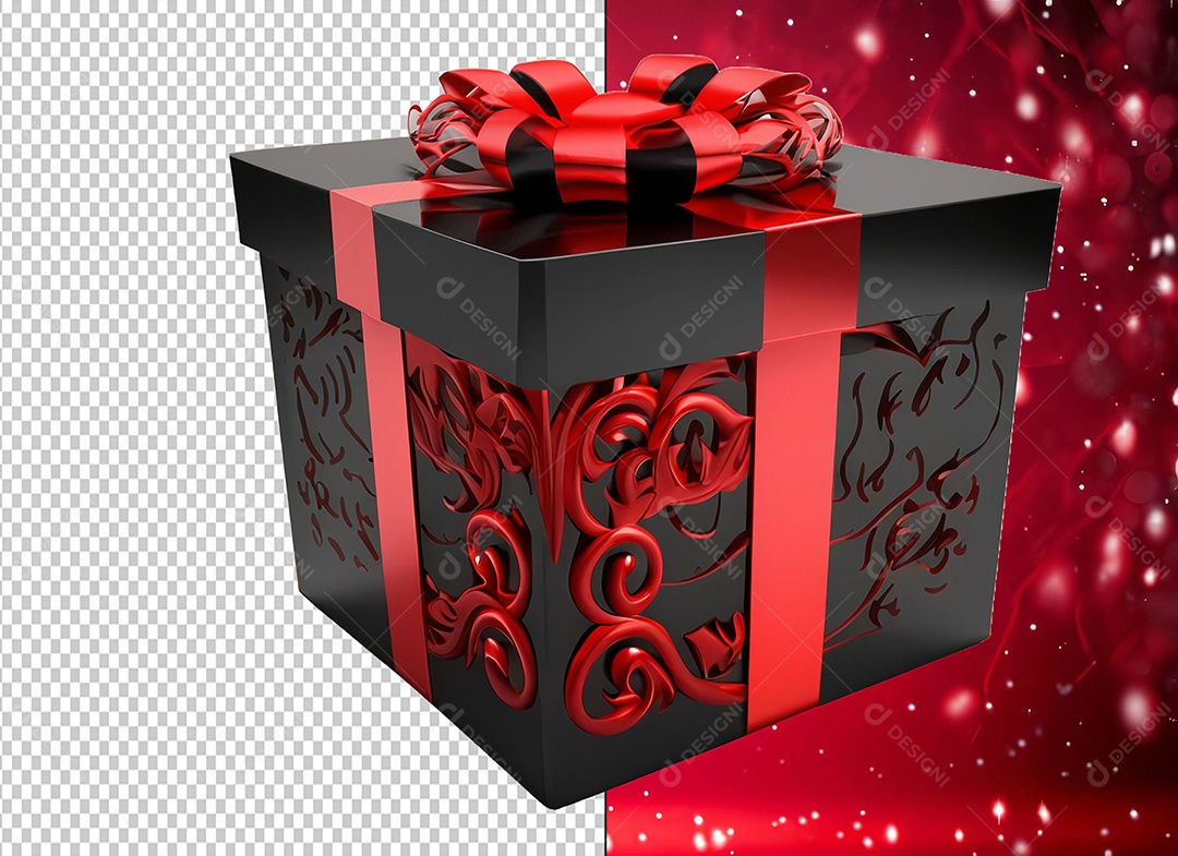 Elemento 3D Caixa de Presente Para Composição PSD