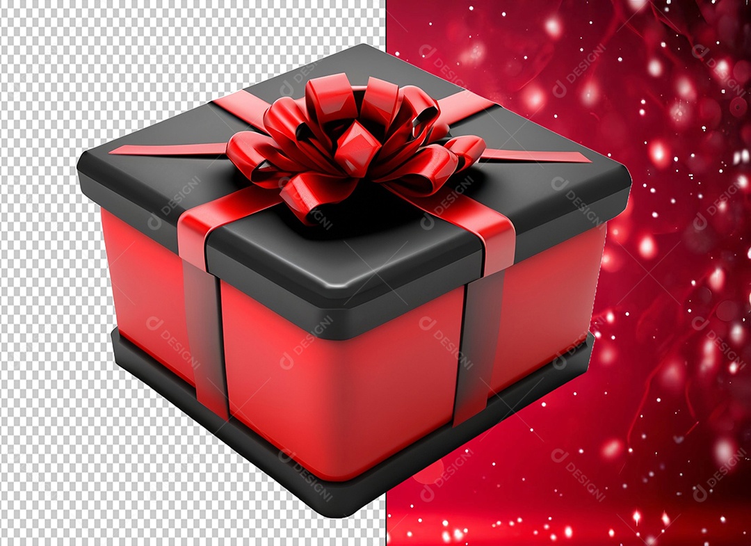 Elemento 3D Caixa de Presente Para Composição PSD