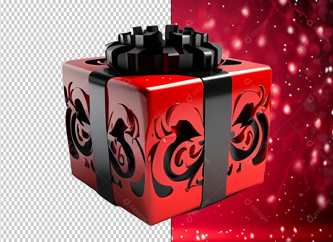 Elemento 3D Caixa de Presente Para Composição PSD
