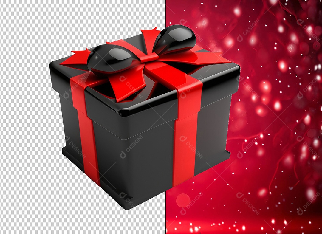 Elemento 3D Caixa de Presente Para Composição PSD
