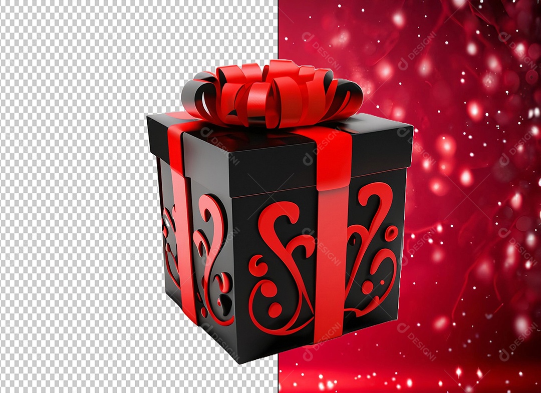 Elemento 3D Caixa de Presente Para Composição PSD