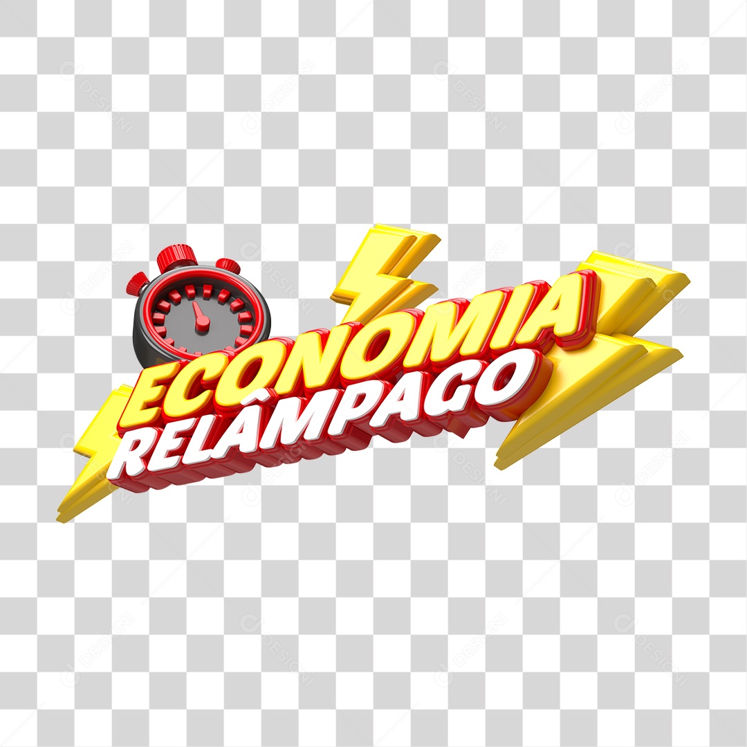 Selo 3D Economia Relâmpago PNG Transparente