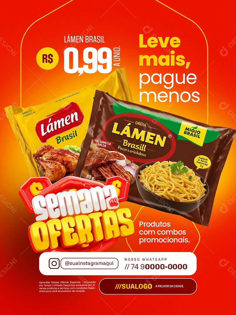 Supermercado Semana de Ofertas Leve Mais Pague Menos Social Media PSD Editável