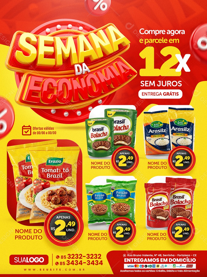 Tabloide Mercado Semana da Economia Compre Agora Social Media PSD Editável