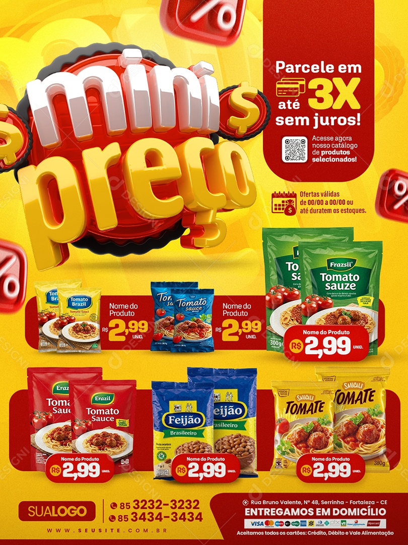 Tabloide Mercado Mini Preço Social Media PSD Editável