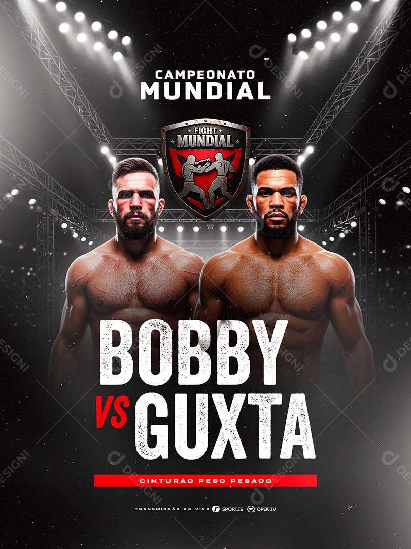 Campeonato Mundial Cinturão Peso Pesado Social Media PSD Editável