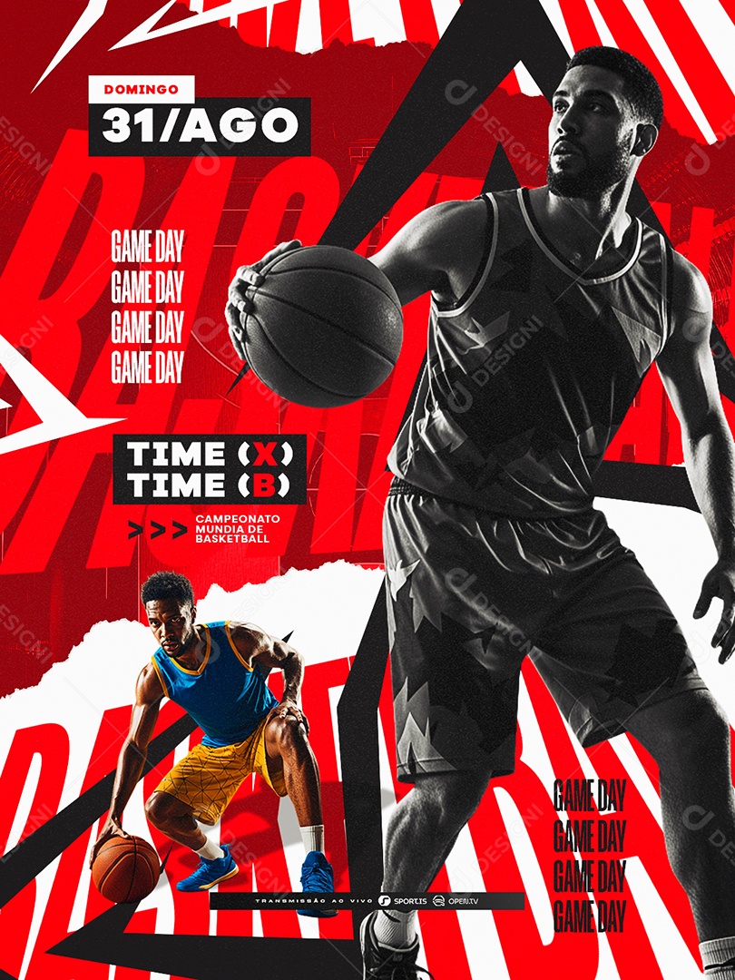 Campeonato Mundial de Basketball Domingo Social Media PSD Editável