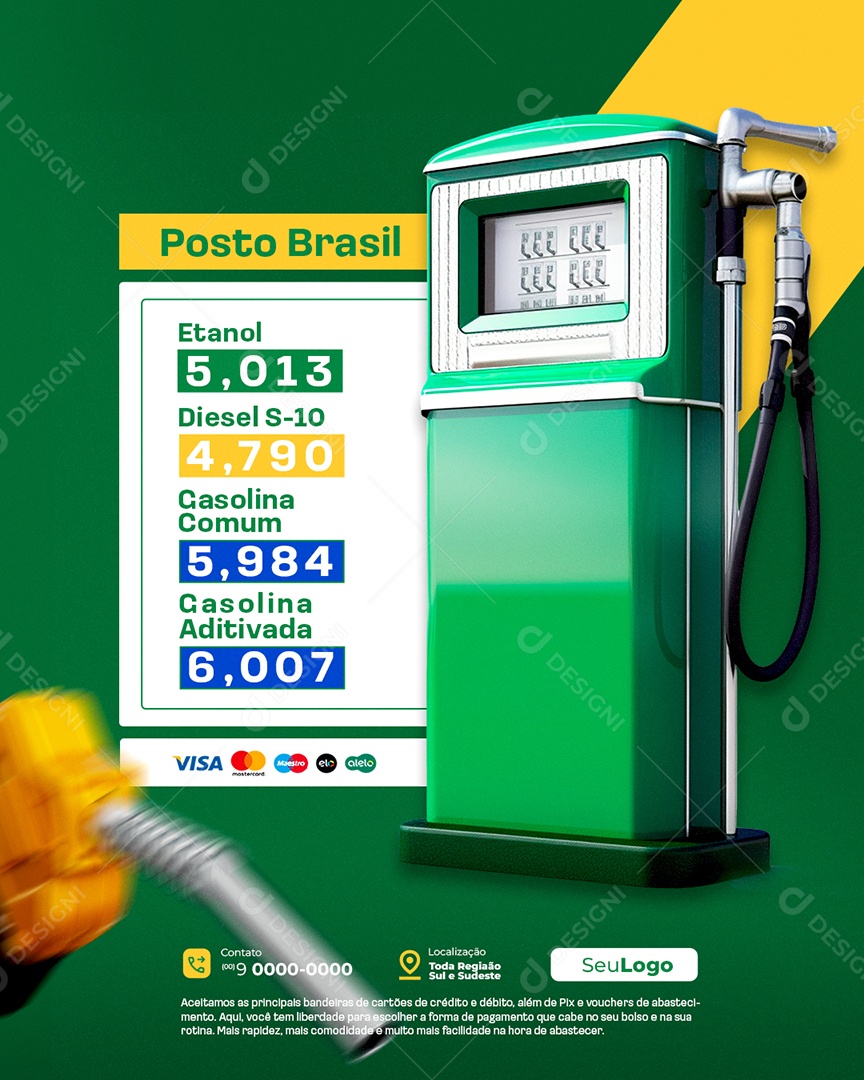 Posto de Gasolina Posto Brasil Social Media PSD Editável