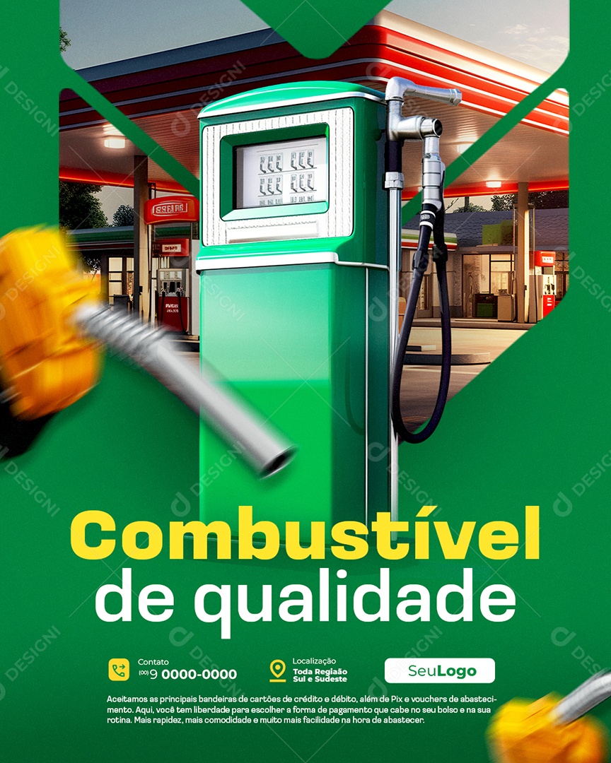 Posto de Gasolina Combustível de Qualidade Social Media PSD Editável