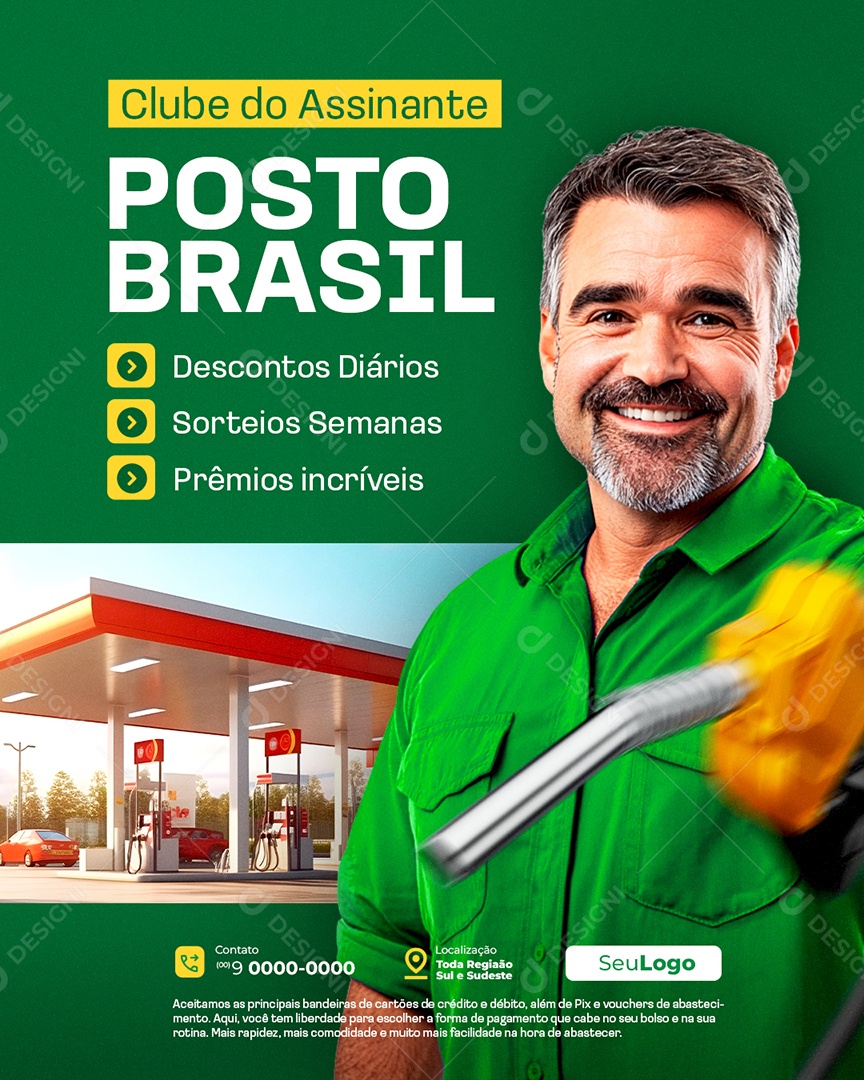 Posto de Gasolina Clube no Assinante Social Media PSD Editável